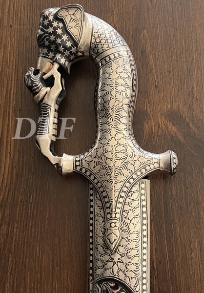 All Silver inlaid wedding sword Elephant Lion head sword